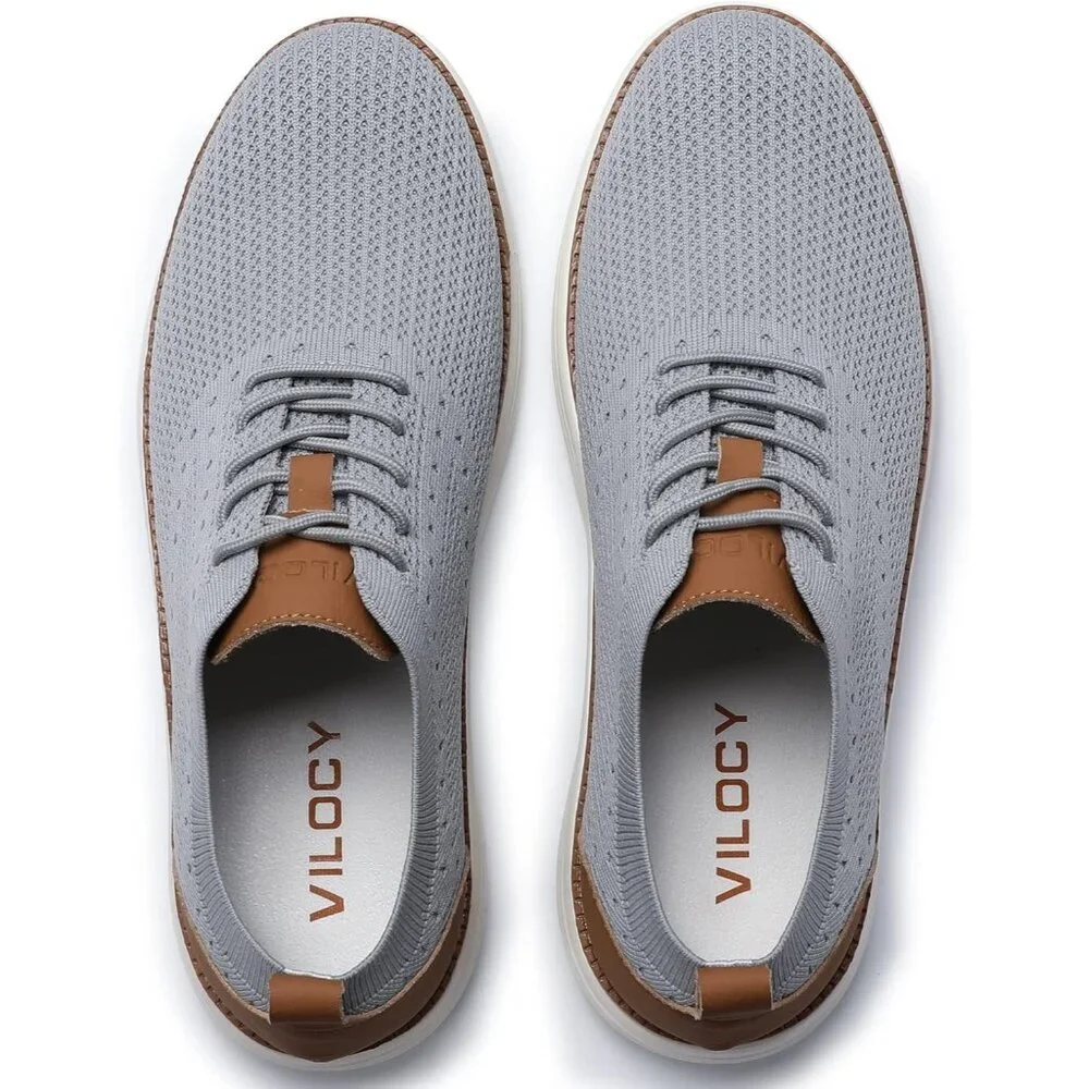 ⚡Men Light Grey Oxford Business Mesh Breathable Tennis Comfortable Walking Shoes